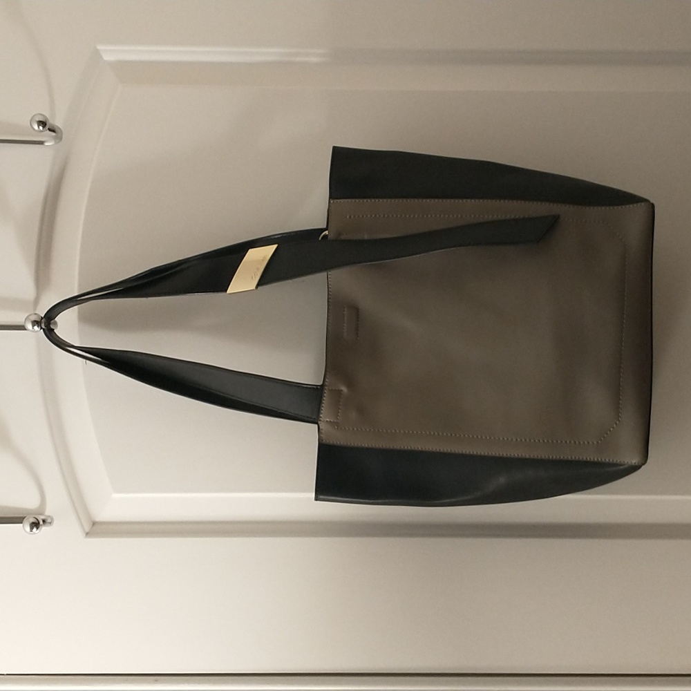 Gray and black leather Calvin Klein handbag